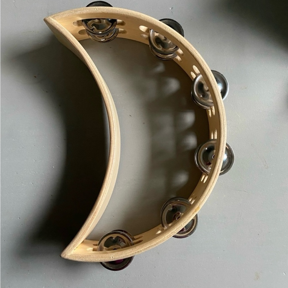 Tycoon Percussion Wooden Crescent Moon Tambourine